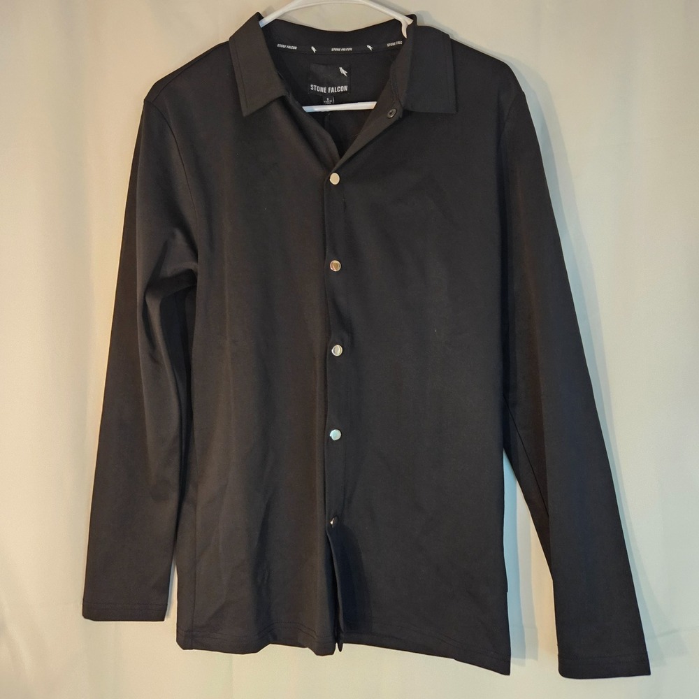 Stone Falcon Button-Down Shirt‎ Long Sleeve Collared Black Size S